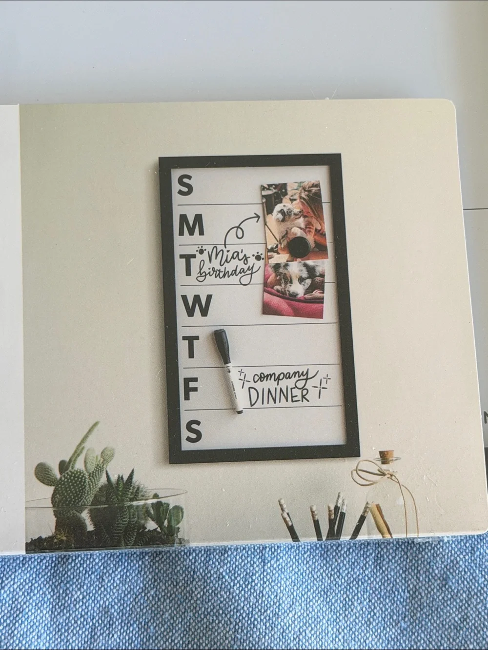 Weekly Dry Erase Planner Board with magnet/magnetic dry erase marker/mounting